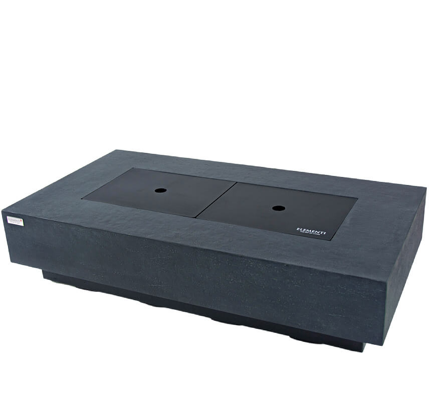Elementi Plus Positano Slate Black Concrete Fire Table with Aluminum Lid for Burner Protection