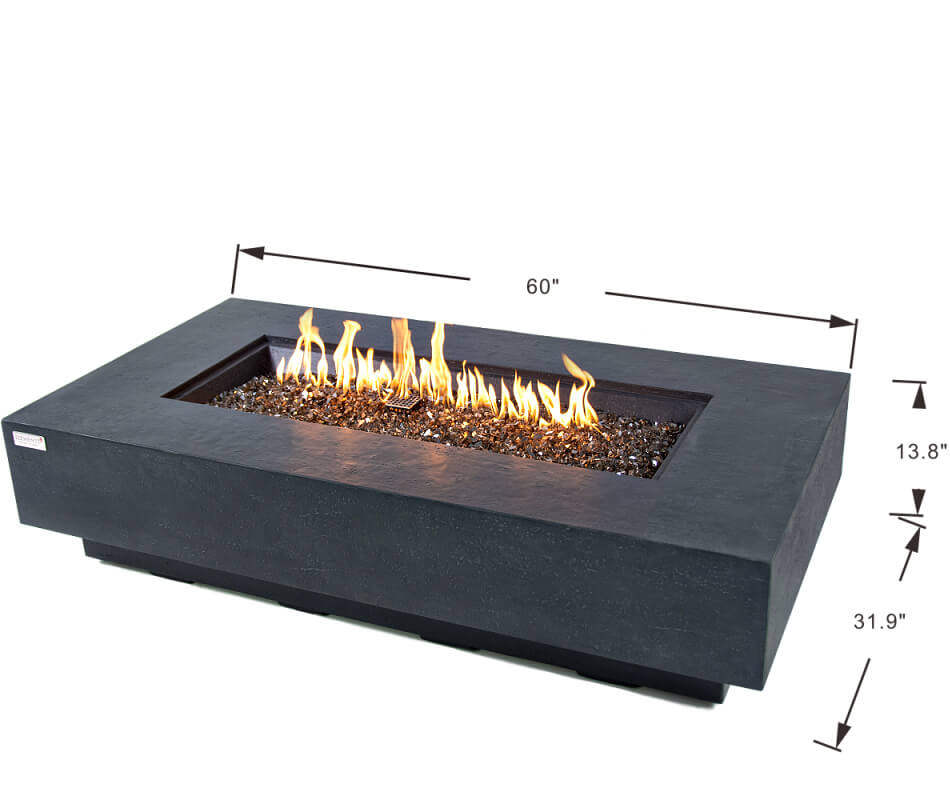 Elementi Plus Positano Slate Black Concrete Fire Table Dimensions