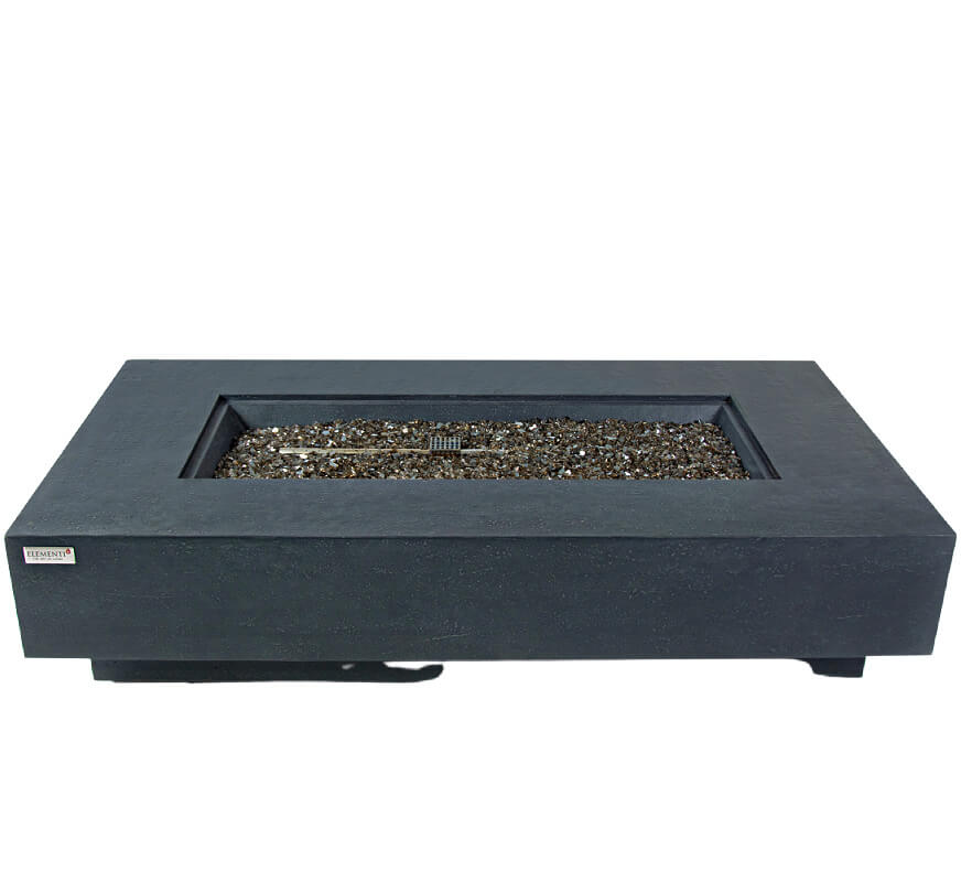 Elementi Plus Positano Slate Black Concrete Fire Table with Bronze Fire Glass