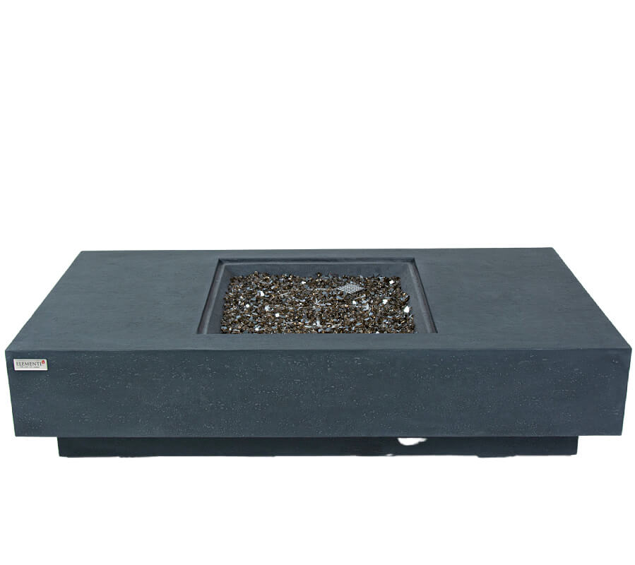 Elementi Plus Cannes Slate Black Concrete Rectangular Fire Table  with Fire Glass included