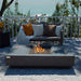Elementi Plus Cannes Slate Black Concrete Rectangular Fire Table on Patio with large Heating Radius 