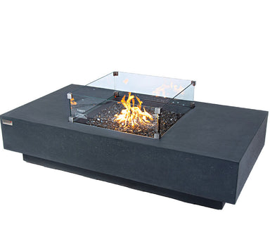 Elementi Plus Cannes Slate Black Concrete Rectangular Fire Table  with High BTU Powered Burner