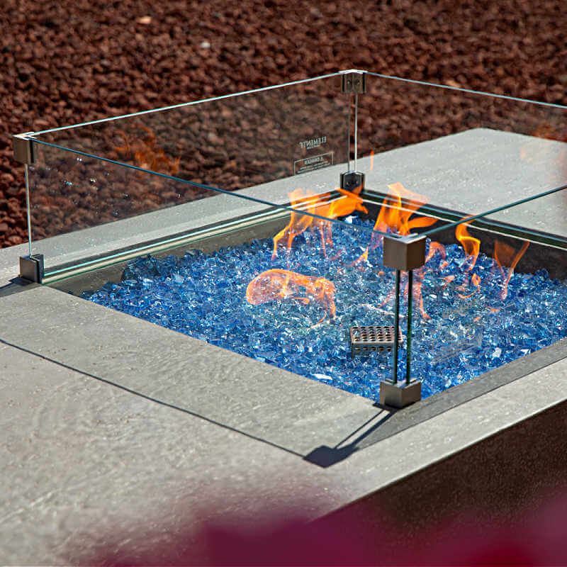 Elementi Plus Monte Carlo Fire Table  with Tempered Glass Wind Guard On Patio