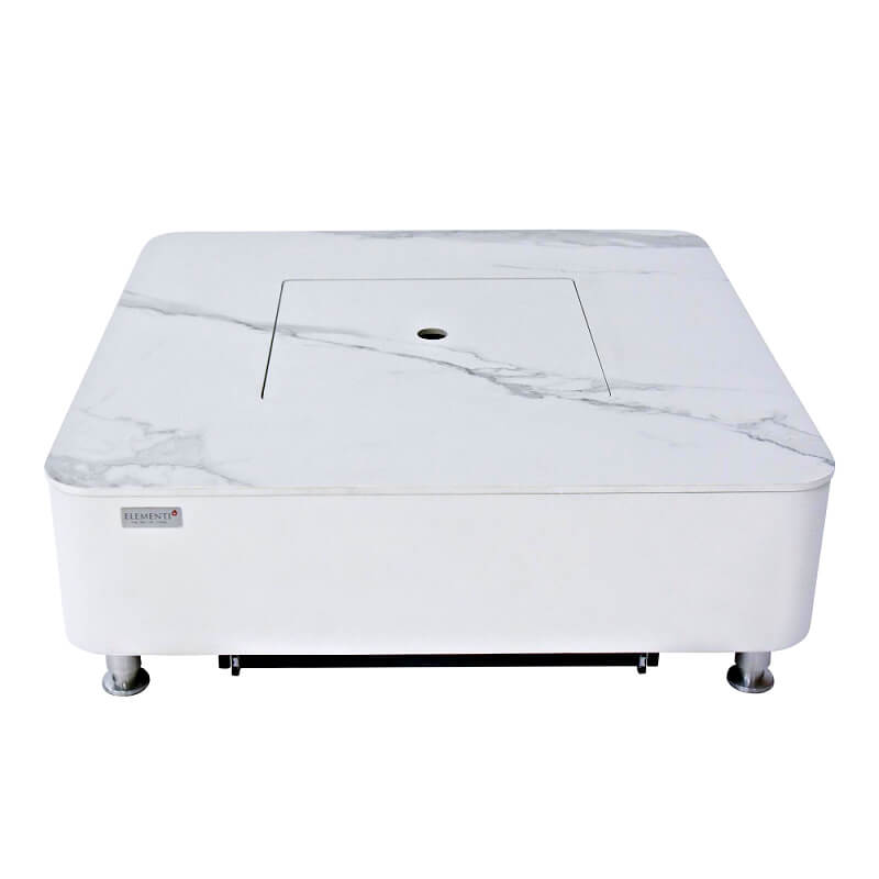 Elementi Plus Annecy Marble Porcelain  Square Fire Table with Aluminum Lid