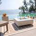 Elementi Plus Annecy Marble Porcelain Square Fire Table on Pool Patio