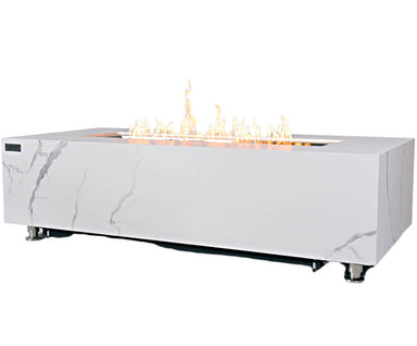Elementi Plus Carrara Porcelain White Marble Rectangular Fire Table - OFP121BW