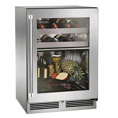 Perlick 24-Inch Signature Series Glass Door Outdoor Dual Zone Refrigerator/Wine Reserve | Right Hinge