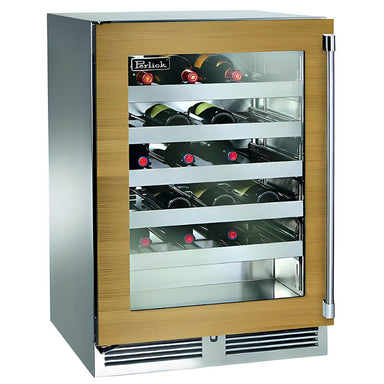 Perlick 24-Inch Signature Series Panel Ready Glass Door Outdoor Wine Reserve w/ Lock | Left Hinge