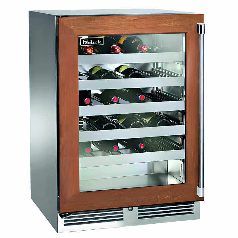 Perlick 24-Inch Signature Series Panel Ready Glass Door Outdoor Wine Reserve | Left Hinge