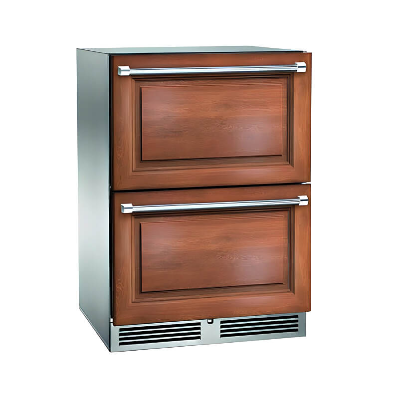 Perlick 24-Inch Signature Series Panel Ready Outdoor Dual Zone Refrigerator/Freezer Drawers w/ Lock