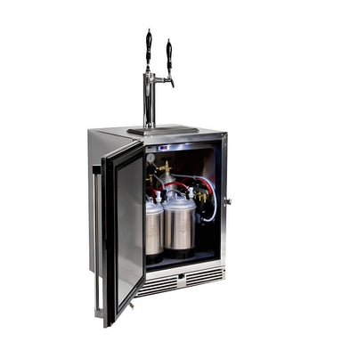 Perlick 24-Inch Stainless Steel Double Tap Mobile Outdoor Nitro and Cold Brew/Wine Dispensing Kit | Interior Set Up