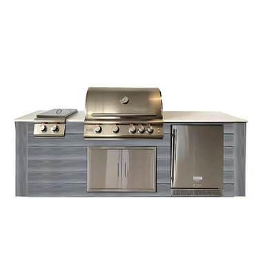 Pro-Fit 8 Foot Outdoor Kitchen | Base Finish: Driftwood Grey Bianco | Countertop: Giulia A Satin