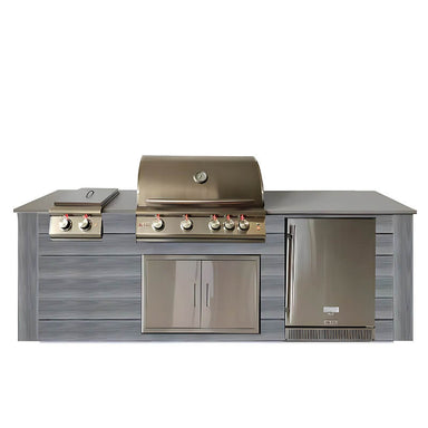 Pro-Fit 8 Foot Outdoor Kitchen | Base Finish: Driftwood Grey Bianco | Countertop: Grigio Cemento Satin