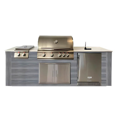 Pro-Fit 8-ft Outdoor Kitchen | Base Finish: Driftwood Grey Bianco | Countertop: Giulia A Satin