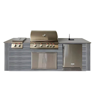 Pro-Fit 8-ft Outdoor Kitchen | Base Finish: Driftwood Grey | Countertop: Grigio Cemento Stain