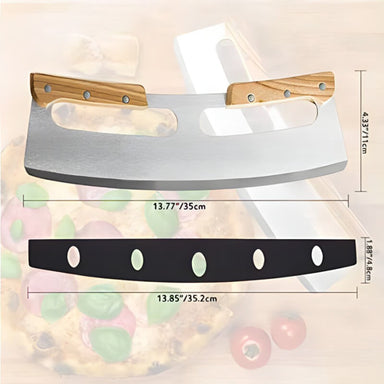 ProForno Curved Pizza Cutter - Stainless Steel & Wood Handle | Dimensions