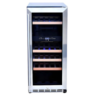 RCS 15-Inch 3.2 Cu. Ft. Outdoor Rated Stainless Steel Wine Cooler with Glass Window