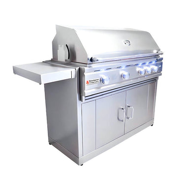 RCS Cutlass Pro 42 Inch Freestanding Gas Grill with Ceramic Briquettes | Blue LED Lights on Control Panels
