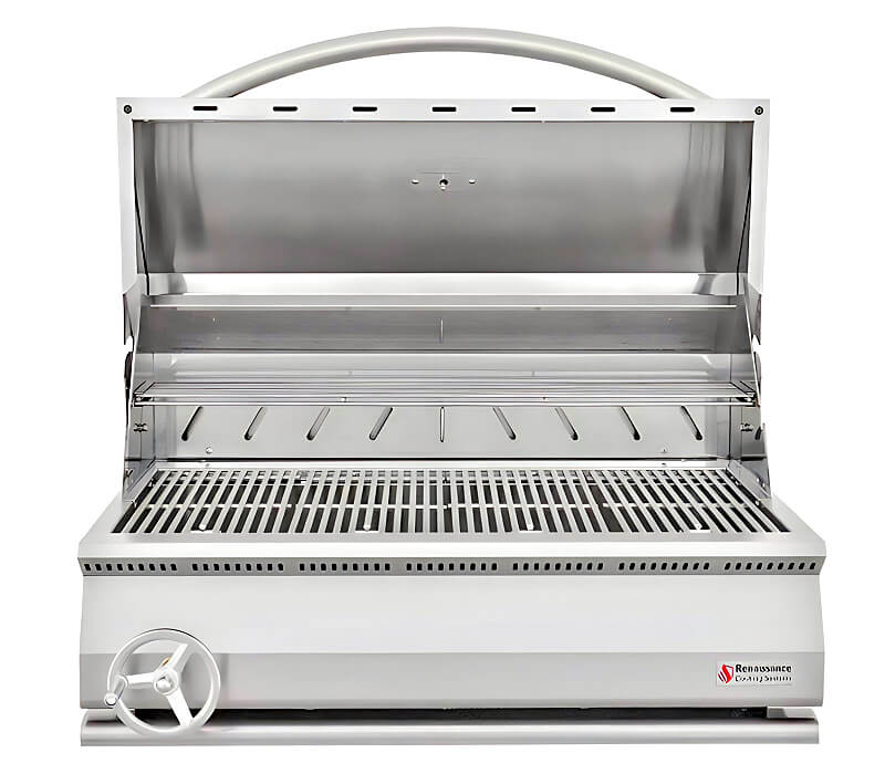 RCS Premier 32 Inch Stainless Steel Charcoal Built In Grill with Stainless Steel Cooking Grids And Warming Rack
