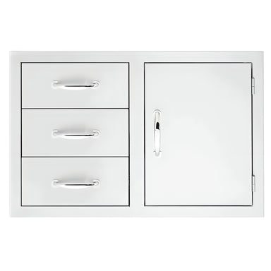 Summerset 33 Inch Flush Mount Triple Drawer and Access Door Combo | 304 Stainless Steel Construction