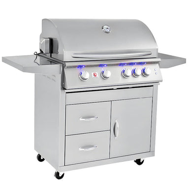 Summerset Sizzler Pro 32 Inch 4-Burner Freestanding Gas Grill | Deluxe Grill Cart
