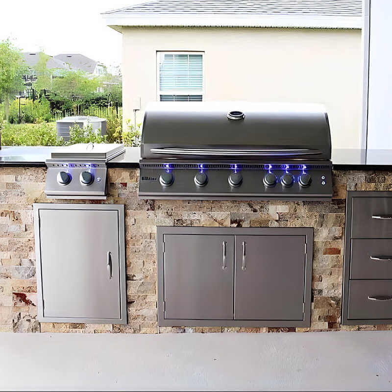 Summerset Sizzler Pro Built-In Double Side Burner | Installed in Outdoor Kitchen