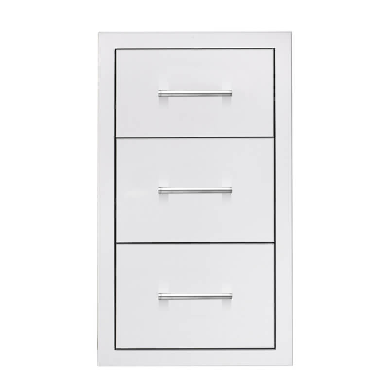 TrueFlame 17-Inch Stainless Steel Flush Mount Triple Drawer - TF-DR3-17