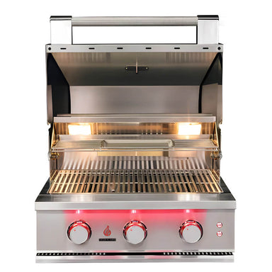 TrueFlame 25 Inch 3 Burner Built-In Gas Grill | Multi-Position Grill Hood