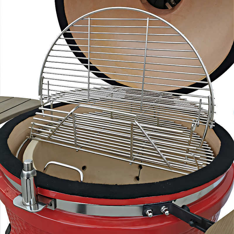 Vision Grills C-Series Hybrid Ceramic Kamado Grill in Red with 2-Tiered Cooking Grates