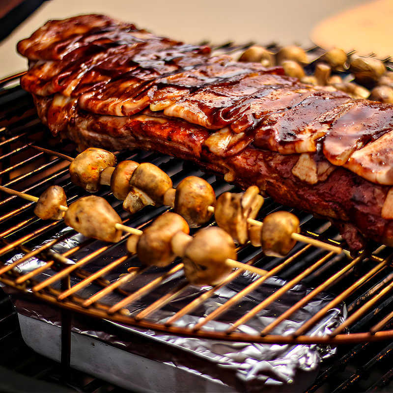 Vision Grills Cooking Ribs on Two Tier Grilling System