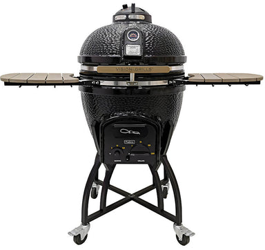 Vision Grills Professional C-Series Ceramic Kamado Grill in Black with Dual Thermo Plastic Shelves