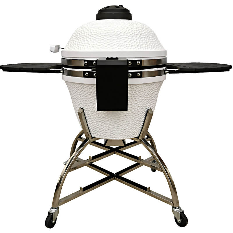 Vision Grills XD702 Maxis Ceramic Kamado Grill in White with Spring Hinge for Easy Lifting Lid