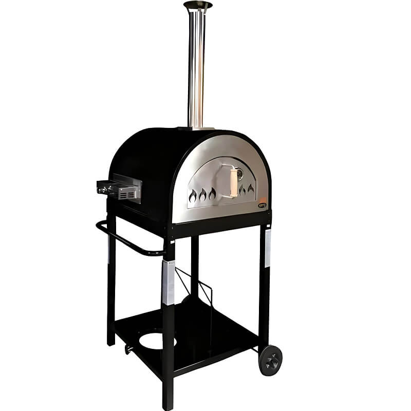 WPPO Traditional Black 25-Inch Dual Fueled Pizza Oven With Gas Attachment