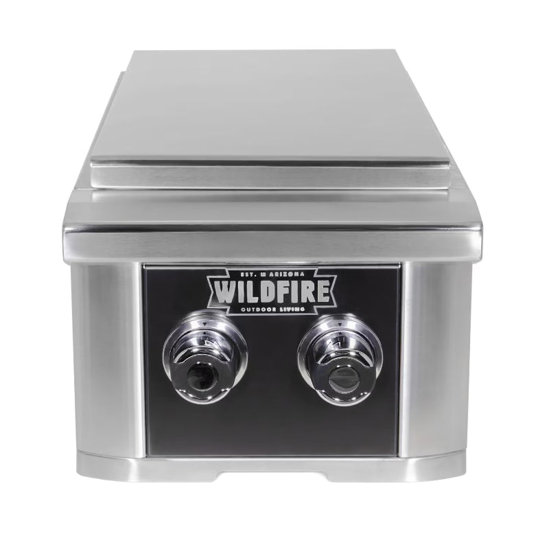 Wildfire Ranch Pro Black Stainless Steel Built-In Double Burner w/ Stainless Steel Protective Lid