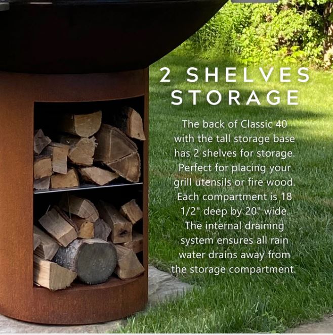 Wood and charcoal grill with storage