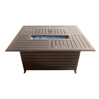 AZ Patio Rectangle Aluminum Slatted Fire Pit With Stainless Steel Propane Burner