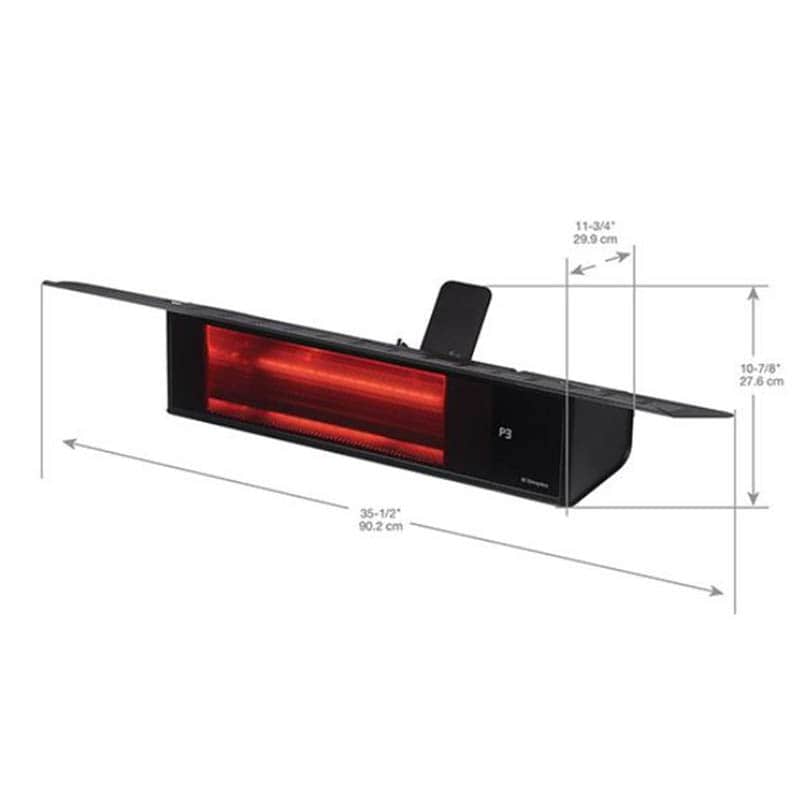 Dimplex DIR Outdoor/Indoor Electric Infrared Heater, 120V, 1500W Dimensions