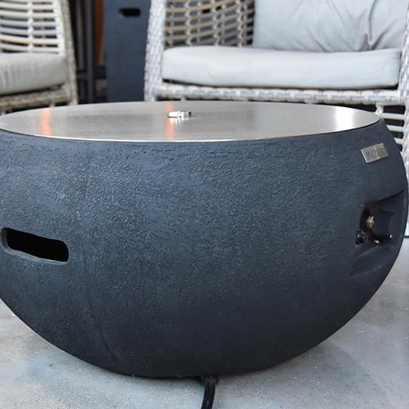 Modeno York Black Concrete Fire Bowl with Stainless Steel Lid