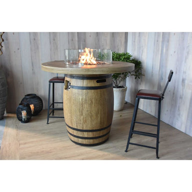 Round gas fire pit with barrel shape