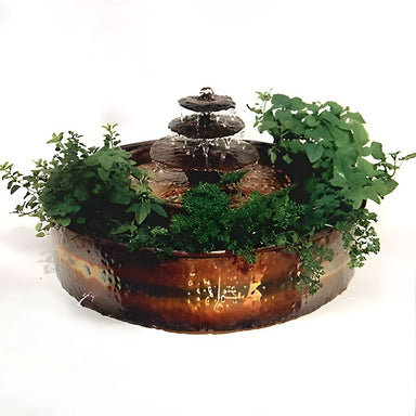 Fountains By Design Raintree with Planter Tabletop Copper Fountain decorated with flowers