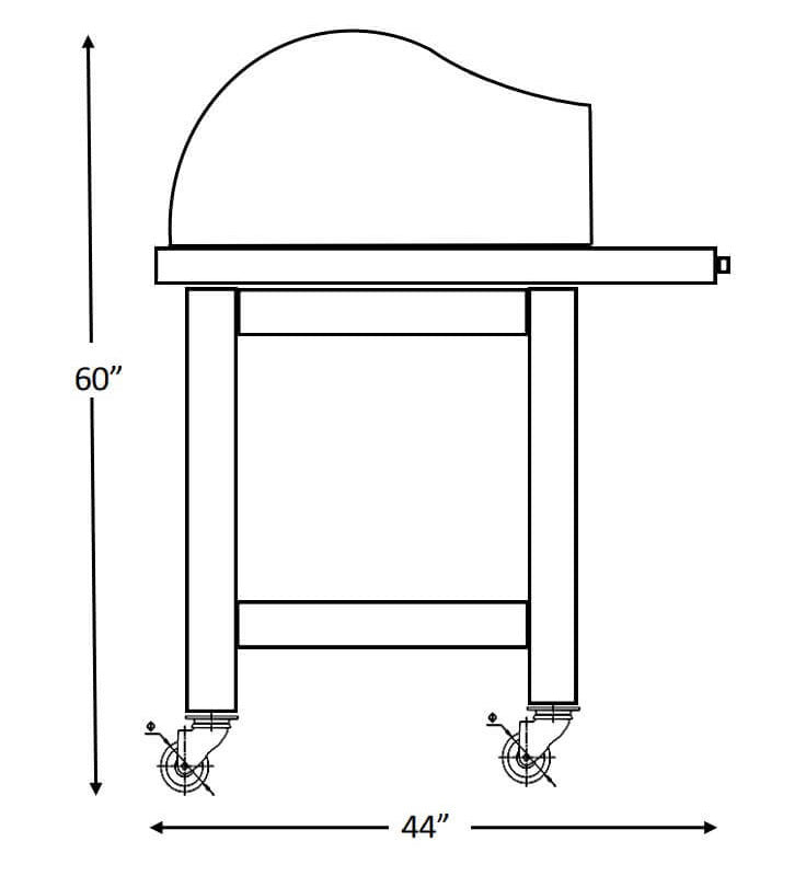 HPC Fire Forno Series Freestanding Outdoor Pizza Oven With Cart | Side Dimensions