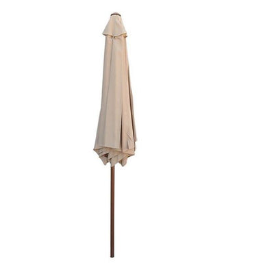 9' Outdoor Kitchen Umbrella Hand Crank and Tilt Beige Color with Stainless Sleeve