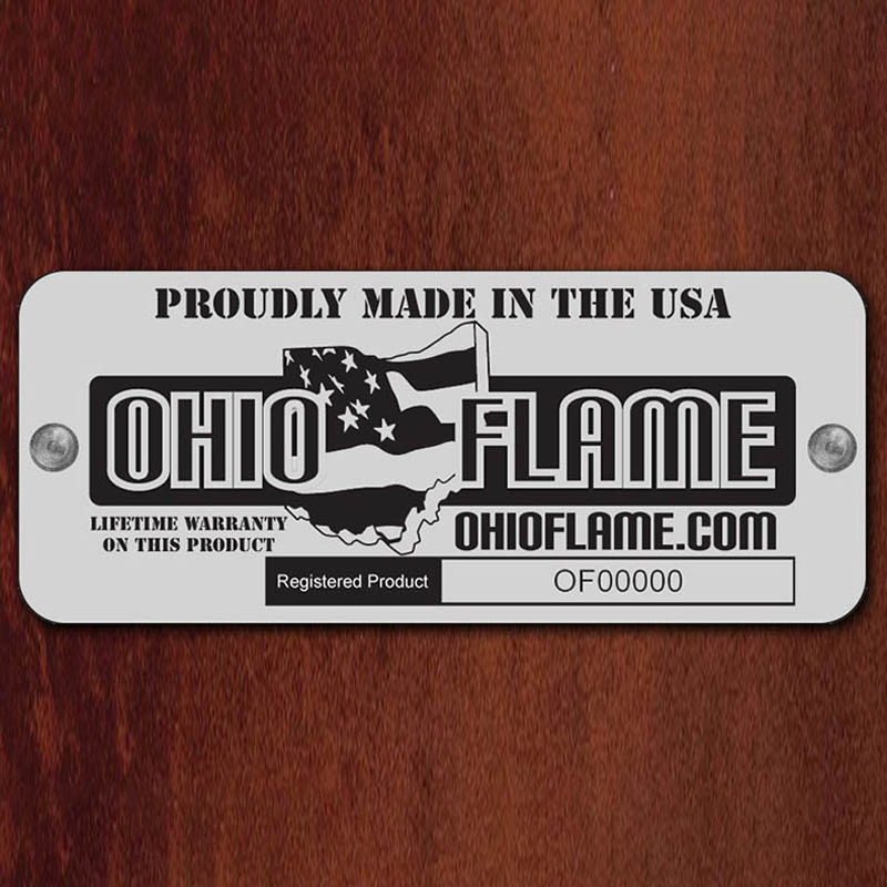 Close-up of Ohio Flame Patriot Fire Pit's decorative cutouts and steel construction