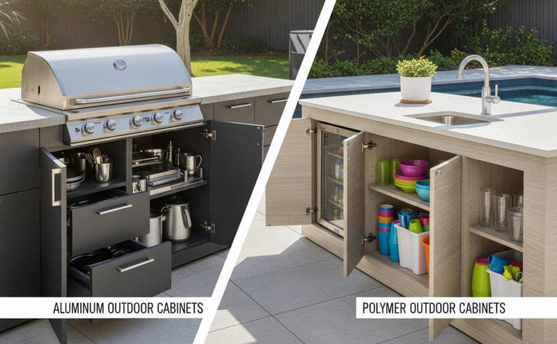 outdoor kitchen cabinet materials comparison aluminum stainless steel composite