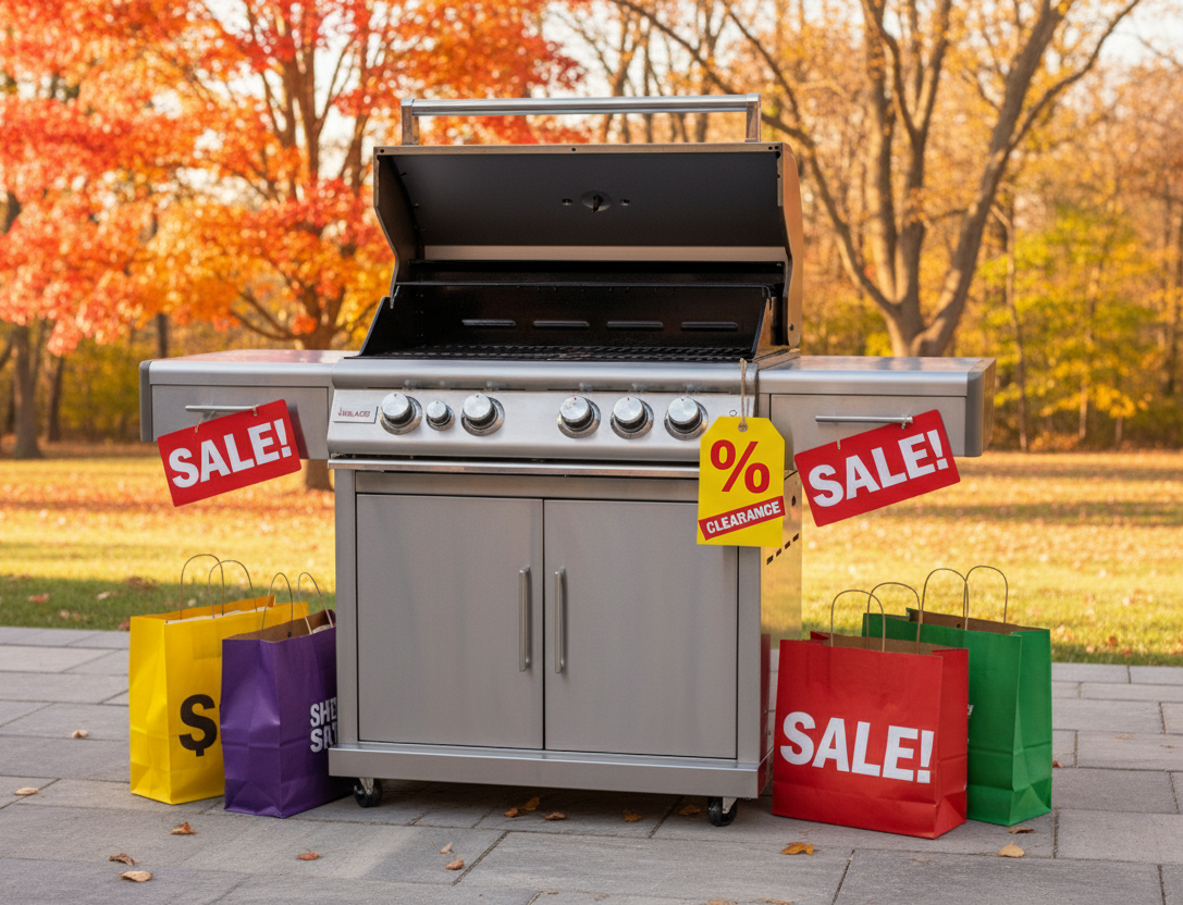 Man Cutting Beef with Scissors Over a Barbecue