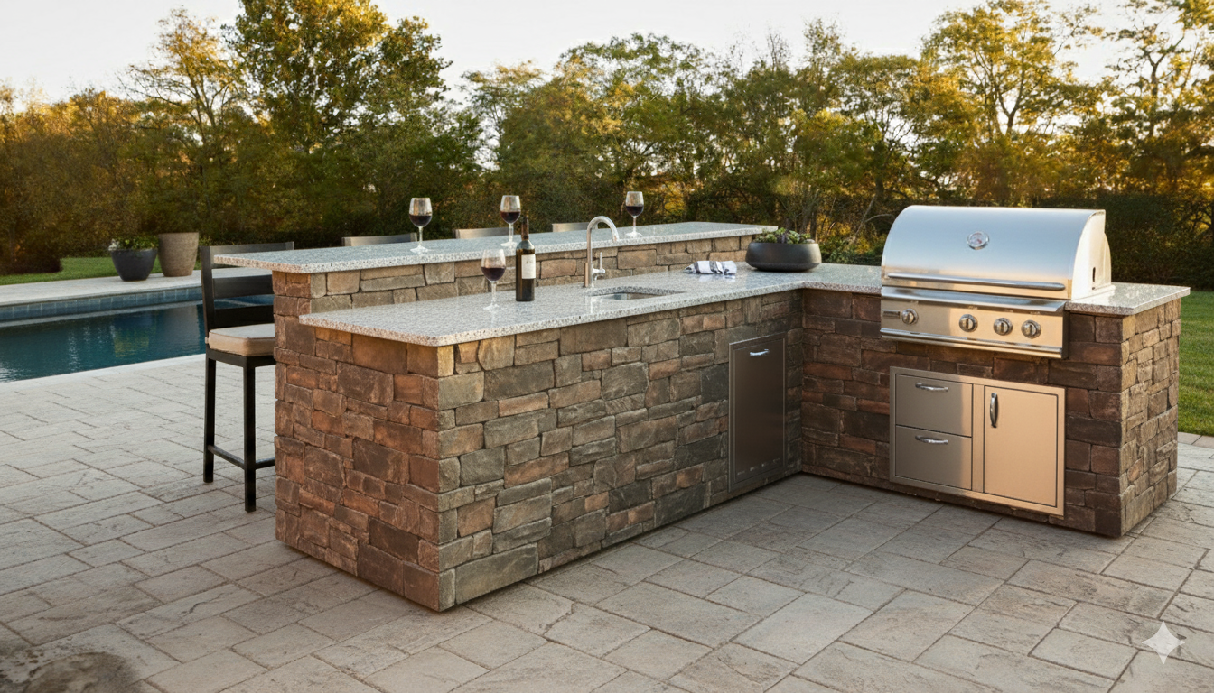 Outdoor Kitchen & BBQ Island Finishes: Stucco, Stone, Brick & More Explained