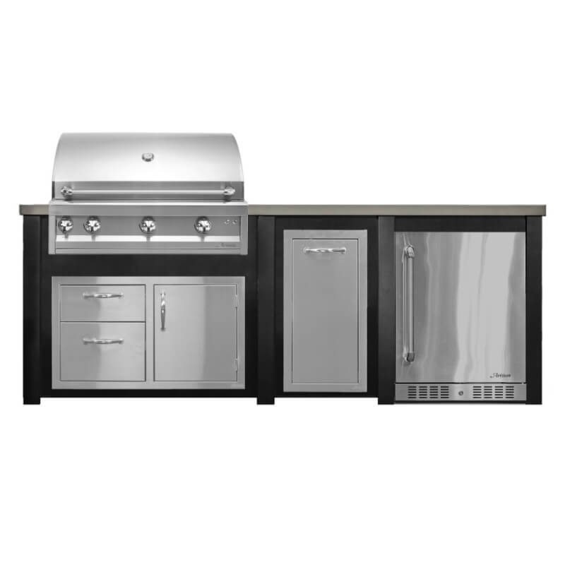 Haven 8 ft powder-coated aluminum outdoor kitchen island in brushed black