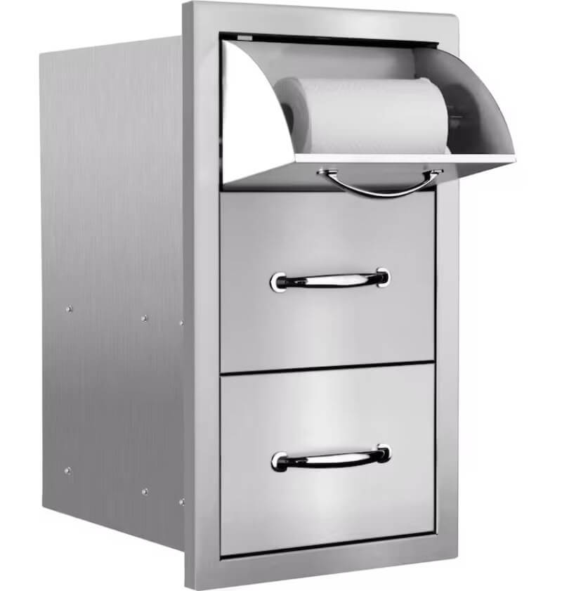 Double Drawer With Paper Towel Dispenser Combo