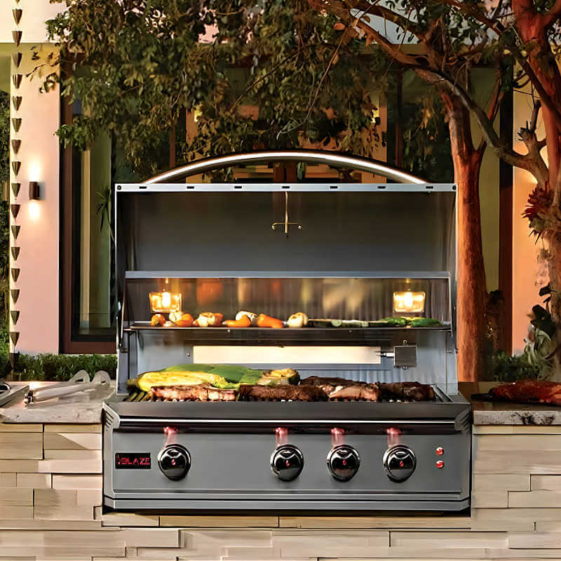 EZ Finish Systems 10 Ft Ready-To-Finish Grill Island - Blaze Professional LUX 34-Inch Grill | Installed in Grill Island