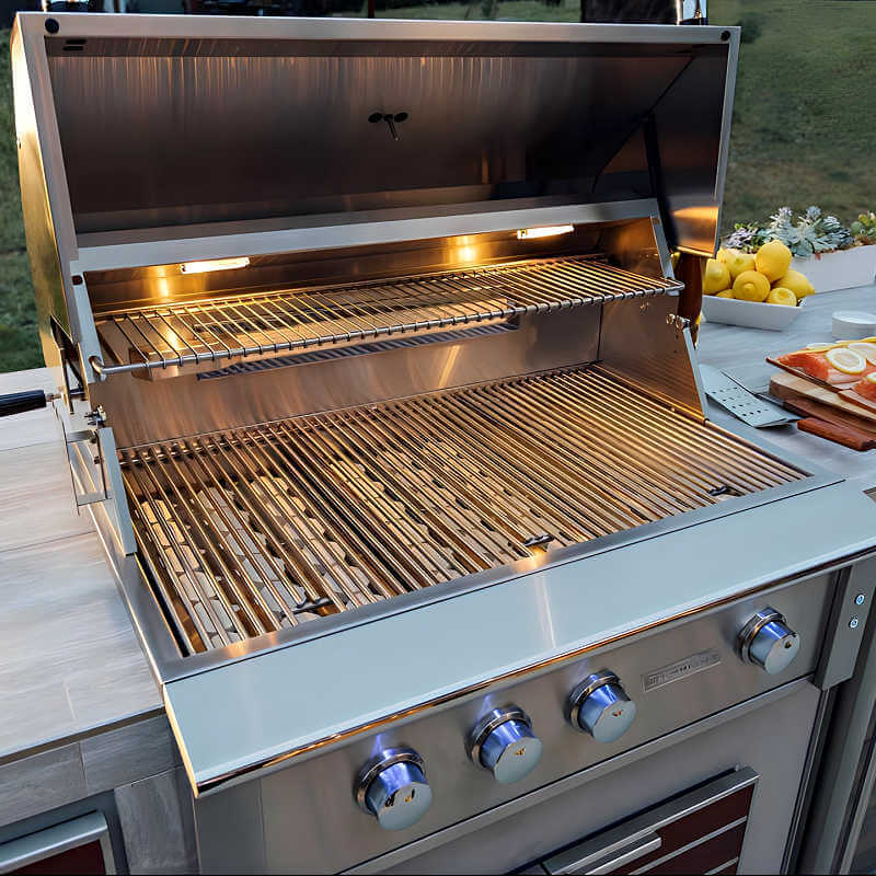 EZ Finish Systems 6 Ft Ready-To-Finish Grill Island | Summerset Alturi 36-Inch 3 Burner Grill | With Gray Countertop